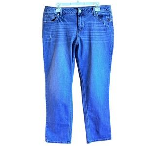 1822 Denim Straight Leg Jeans Size 14 Blue  Stretch Medium Wash Mid Rise